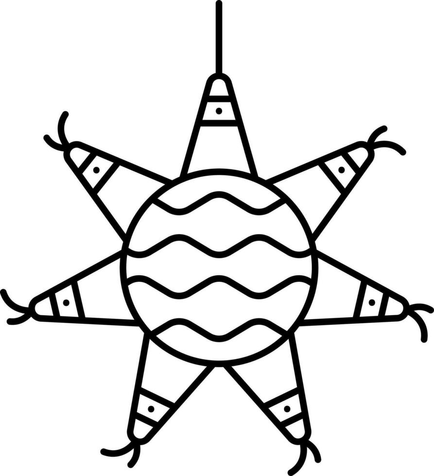 Hanging Pinata Star Icon In Linear Style. vector