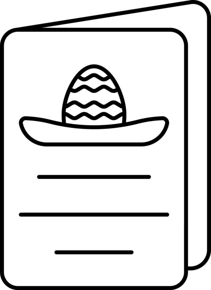 Linear Style Mexican Hat Greeting Card Icon. vector