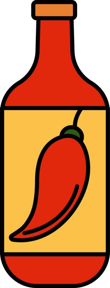 rojo y amarillo chile salsa botella icono. vector