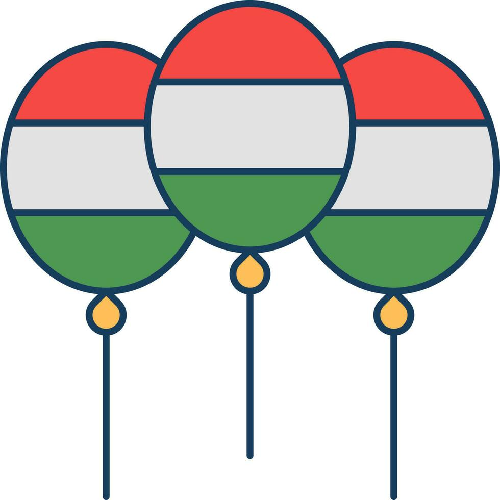 Fly Three Balloons Icon In Mexican Flag Color. vector