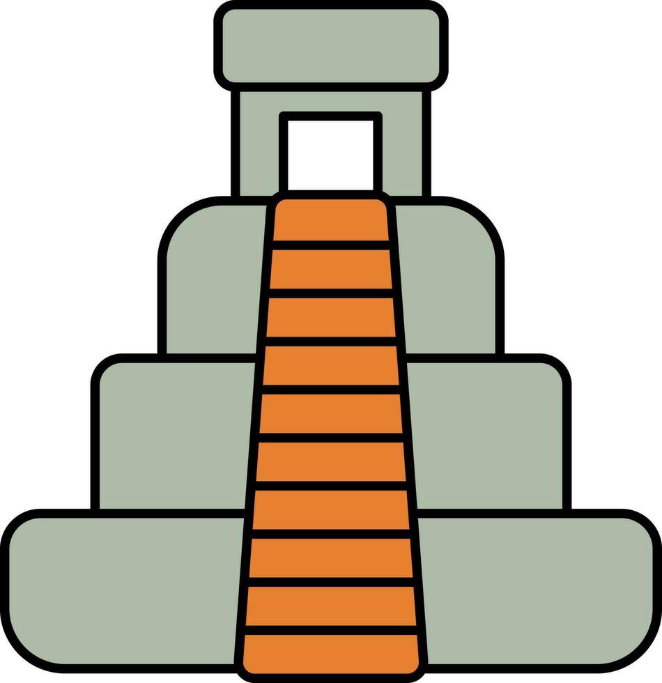 gris y naranja maya pirámide plano icono. vector