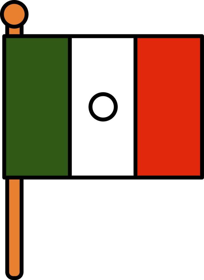 Illustration Of Mexican Flag Icon In Flat Style. vector