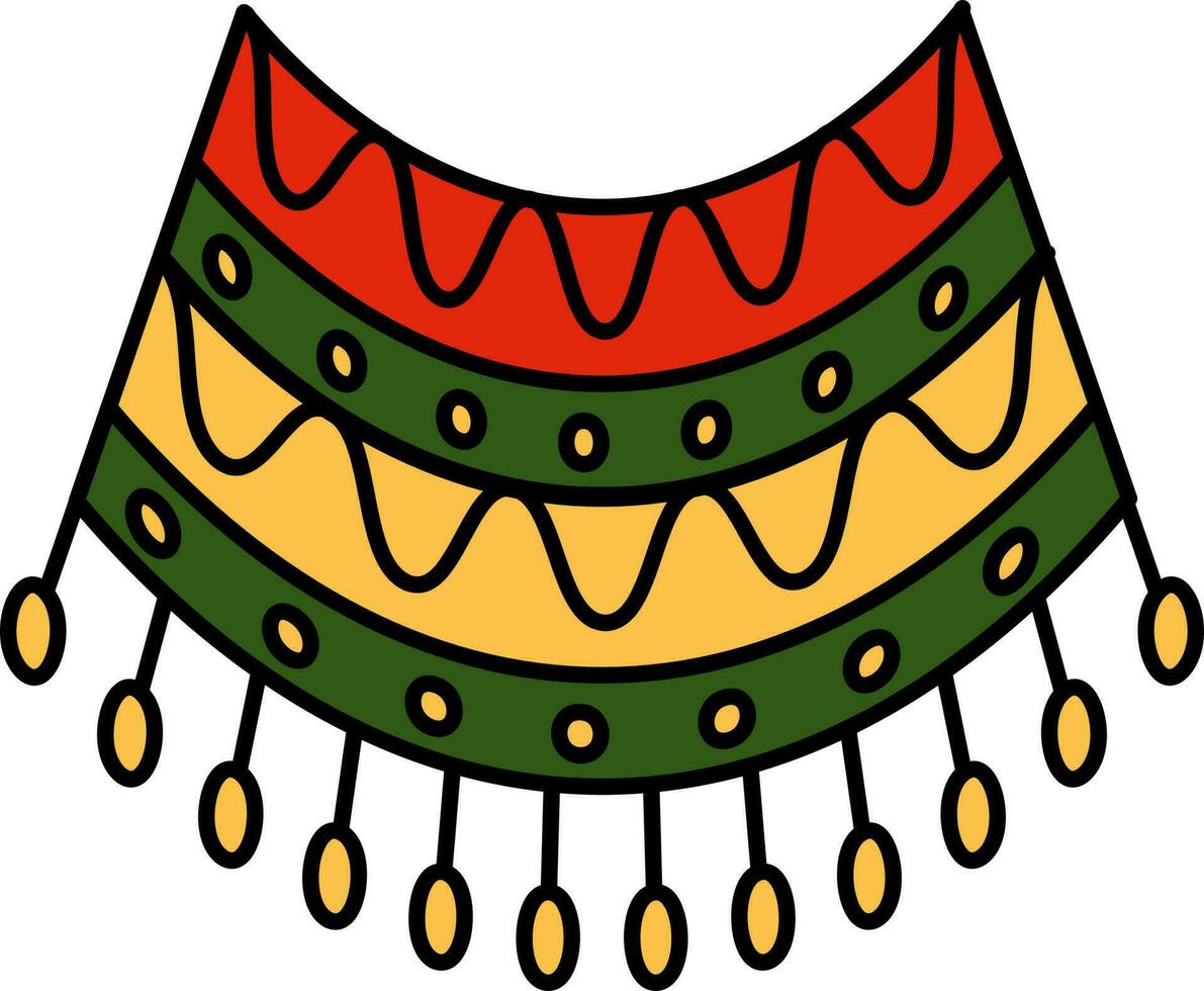 Flat Style Poncho Icon In Tri Color. vector