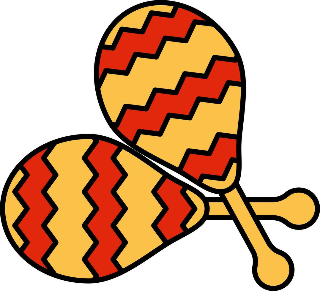 Red And Yellow Maracas Flat Icon Or Symbol. vector