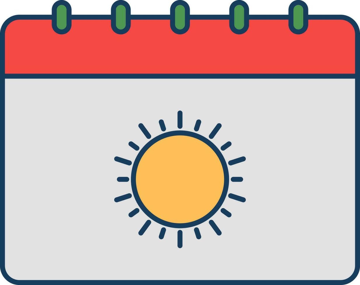 Sun Symbol Calendar Icon In Orange And Grey Color. vector