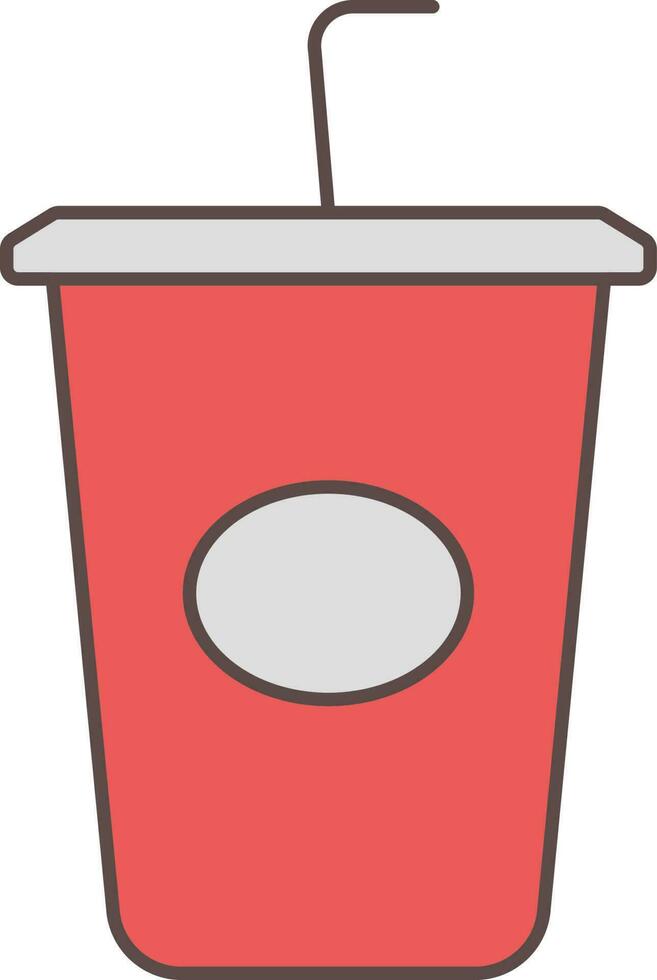 Disposable Cup With Straw Icon In Red And Gray Color. vector