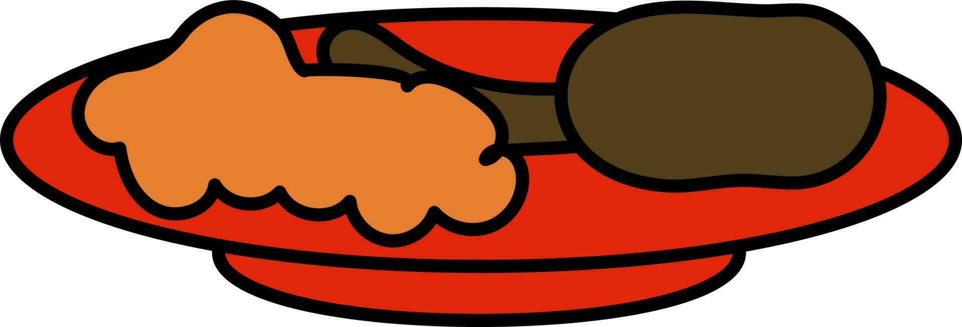 Mole Poblano Dish Plate Colorful Icon. vector