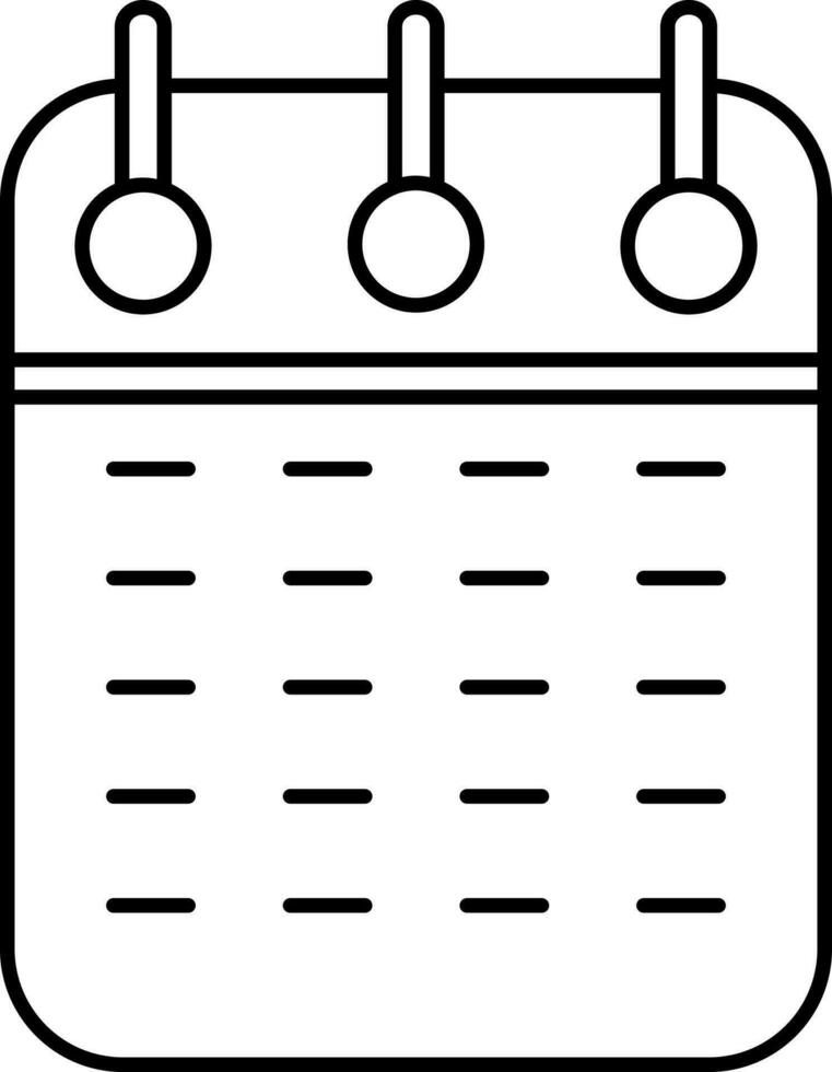 Black Linear Style Calendar Icon Or Symbol. vector