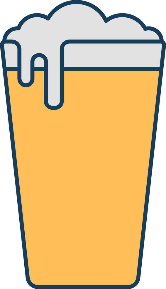 Foam Drink Glass Flat Icon In Orange Color. vector