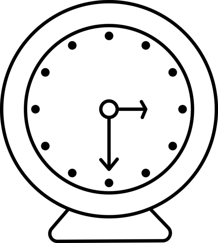 Black Outline Alarm Clock Icon. vector