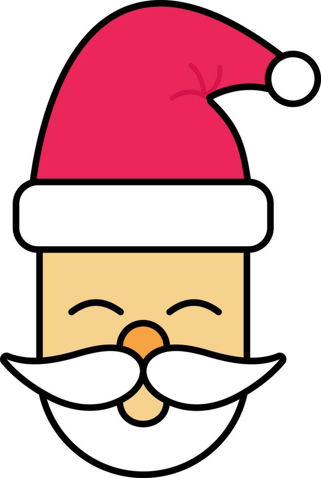 aislado Papa Noel claus cabeza icono en plano estilo. vector