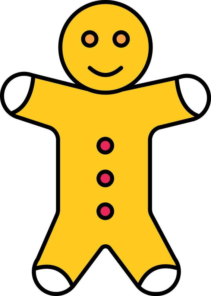 Yellow Gingerbread Man Icon In Flat Style. vector