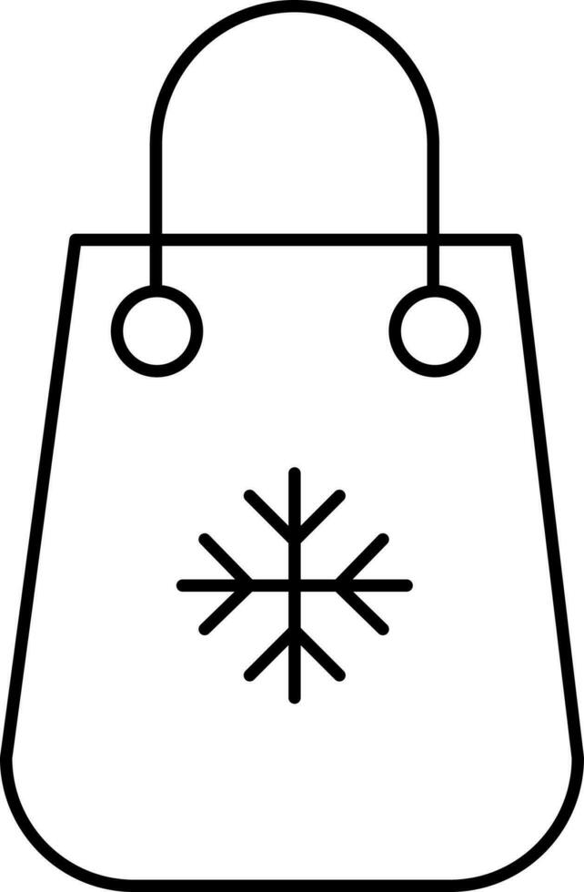 Isolated Snowflake Shopping Bag Icon In Line Art. vector
