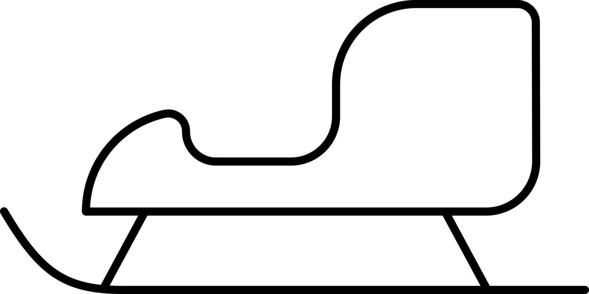 Isolated Sleigh Icon In Black Line Art. vector