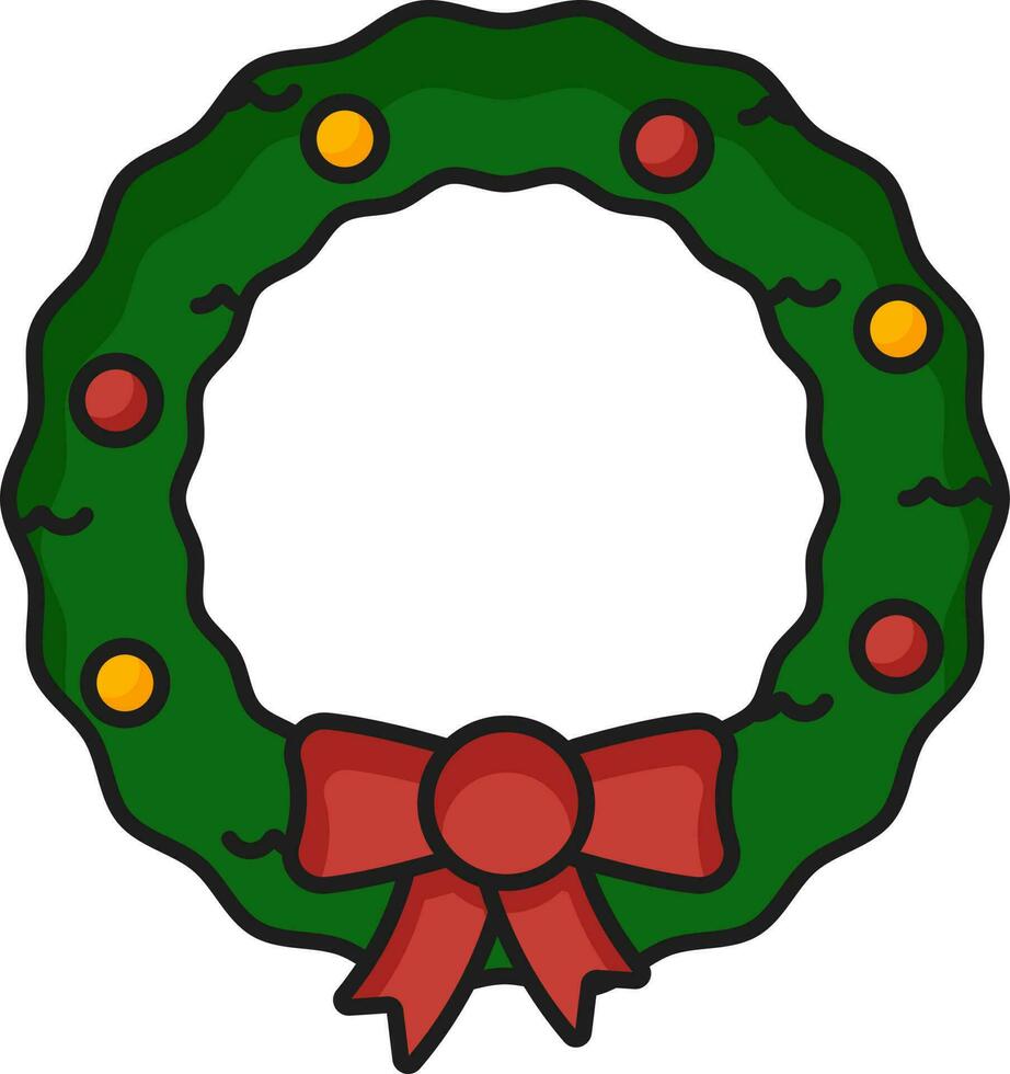 Isolated Decorative Christmas Wreath Icon In Flat Style. vector