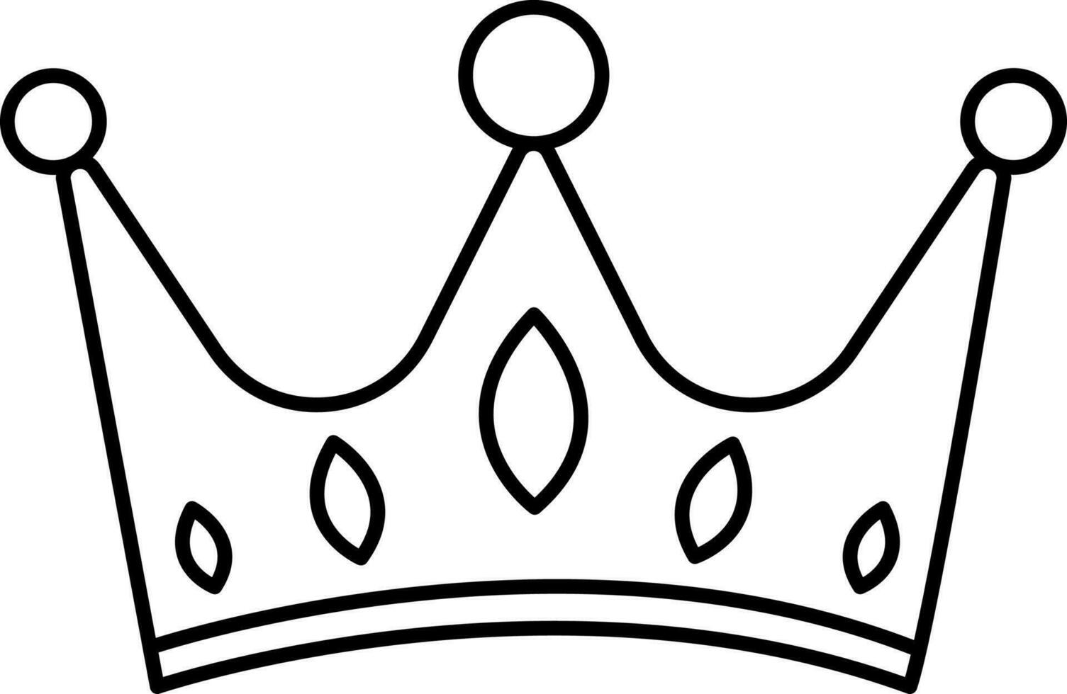 Isolated Crown Icon In Black Line Art. vector