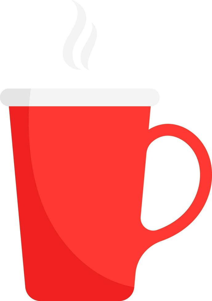 Isolated Hot Coffee Or Tea Cup Icon In Red Color. vector