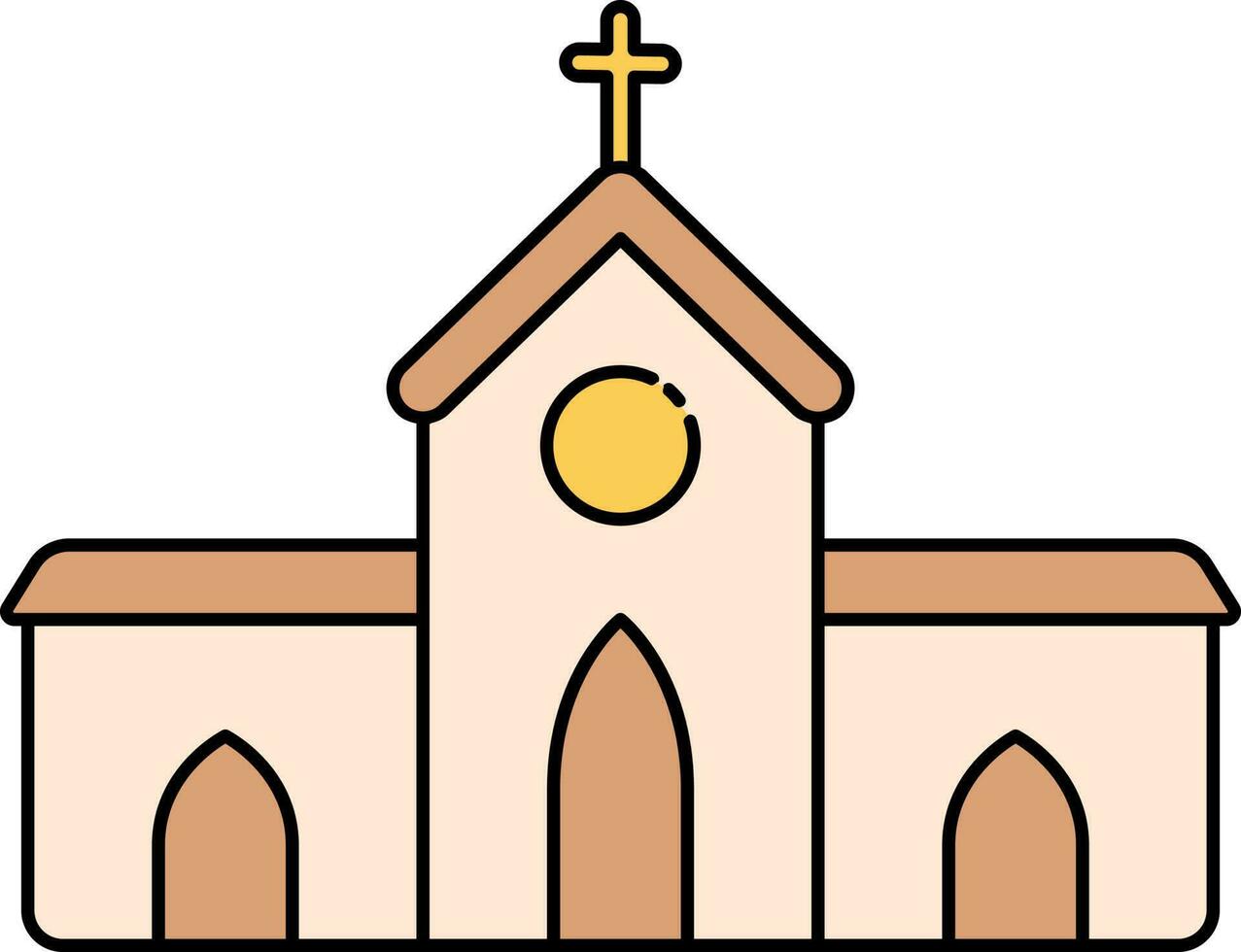 Isolated Colorful Church Building Icon In Flat Style. vector