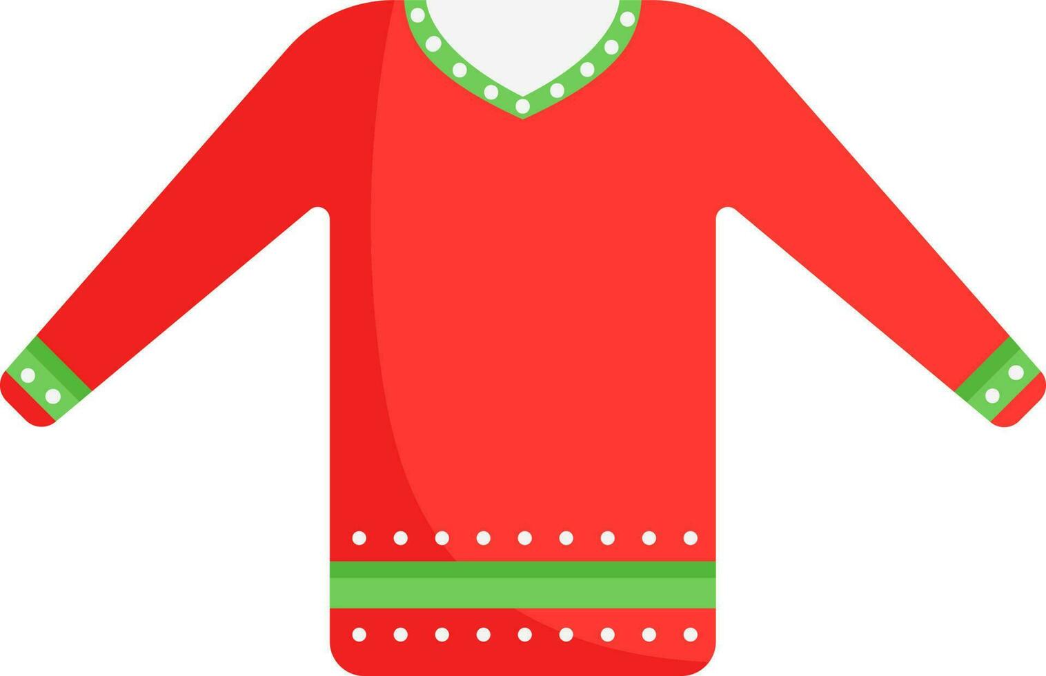 Isolated Sweater Icon In Red And Green Color Flat Style. vector
