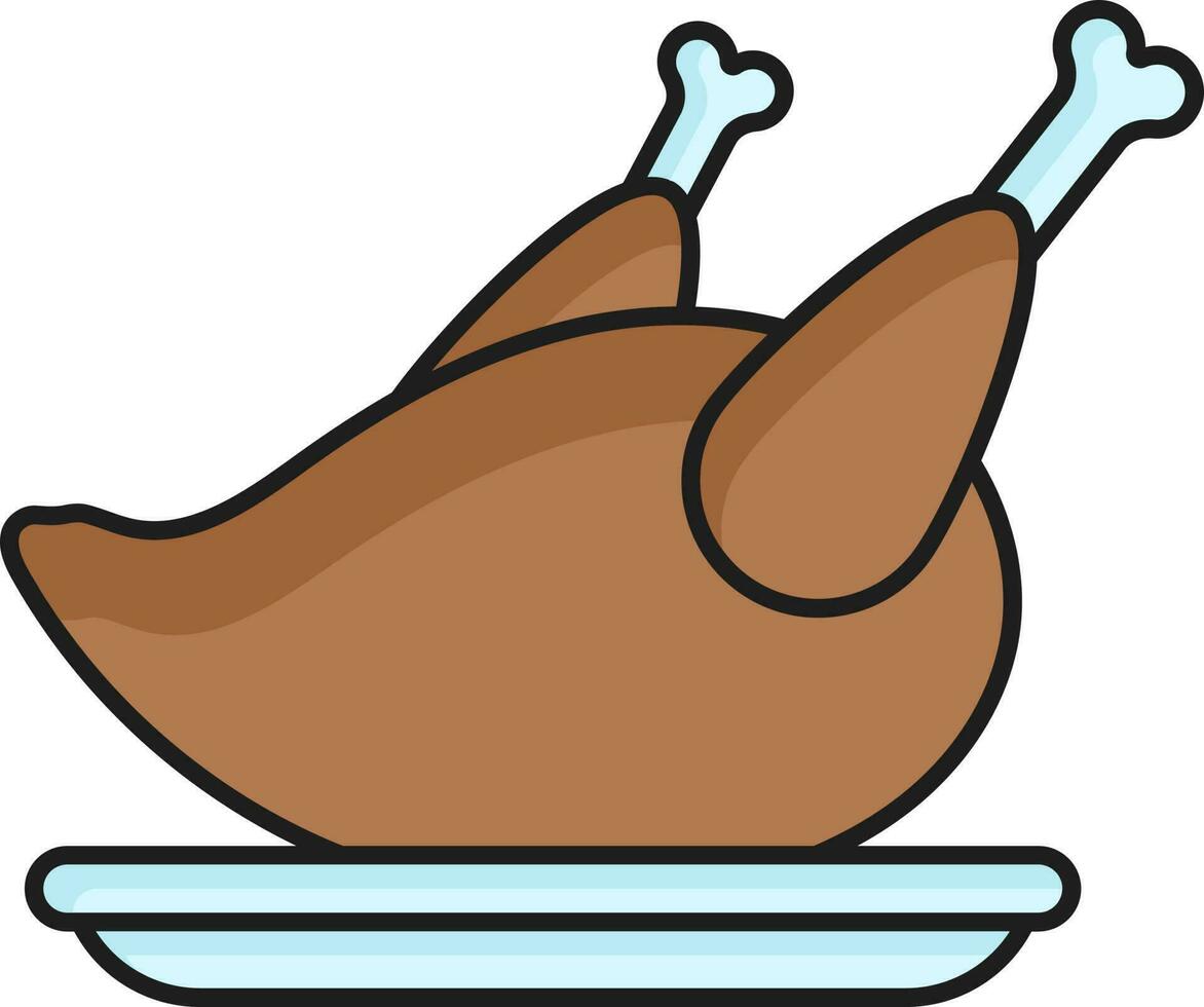 Isolated Chicken Plate Icon In Flat Style. vector