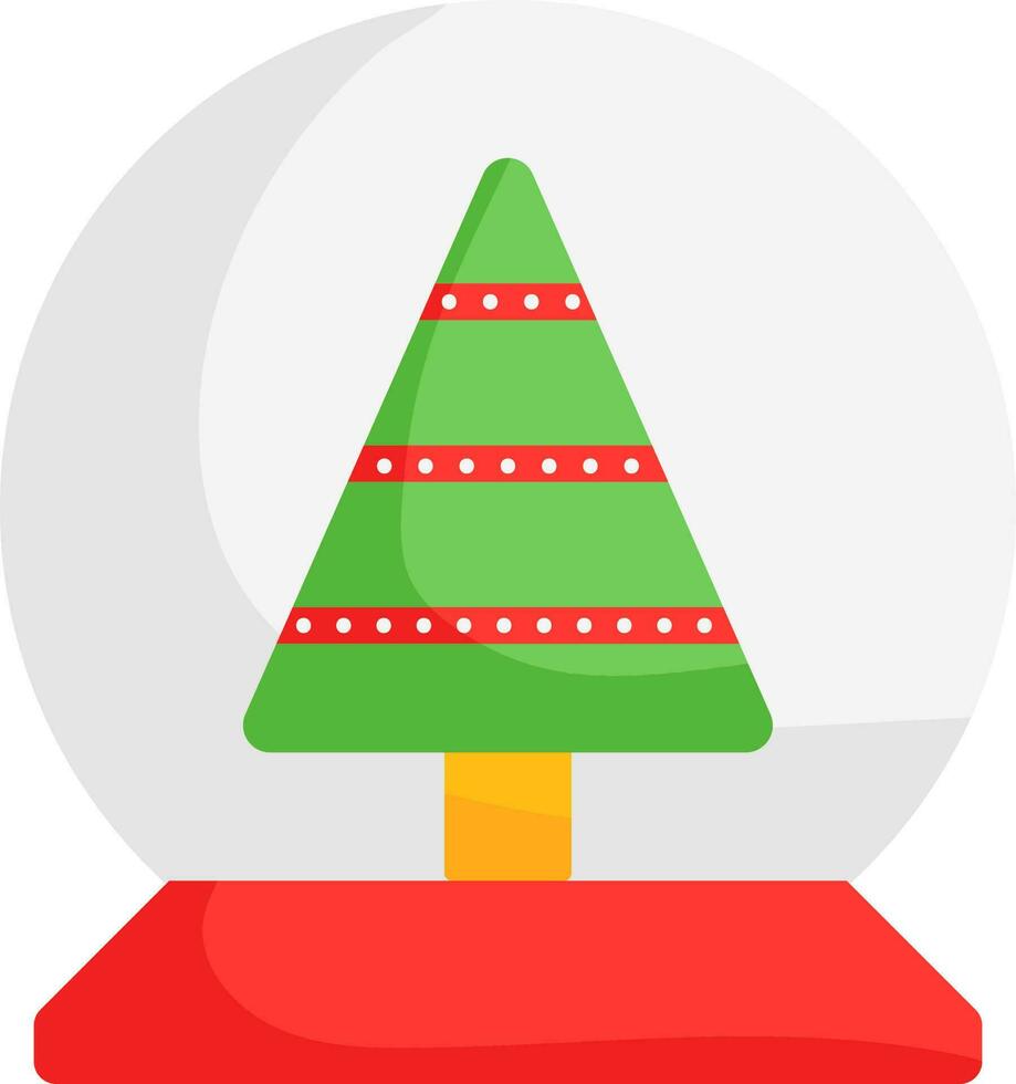 Christmas Snow Globe With Tree Colorful Icon In Flat Style. vector