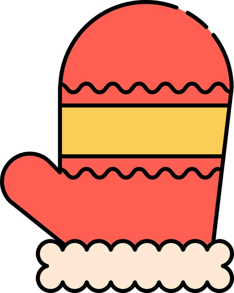Red And Yellow Gloves Icon Illustration In Flat Style. vector