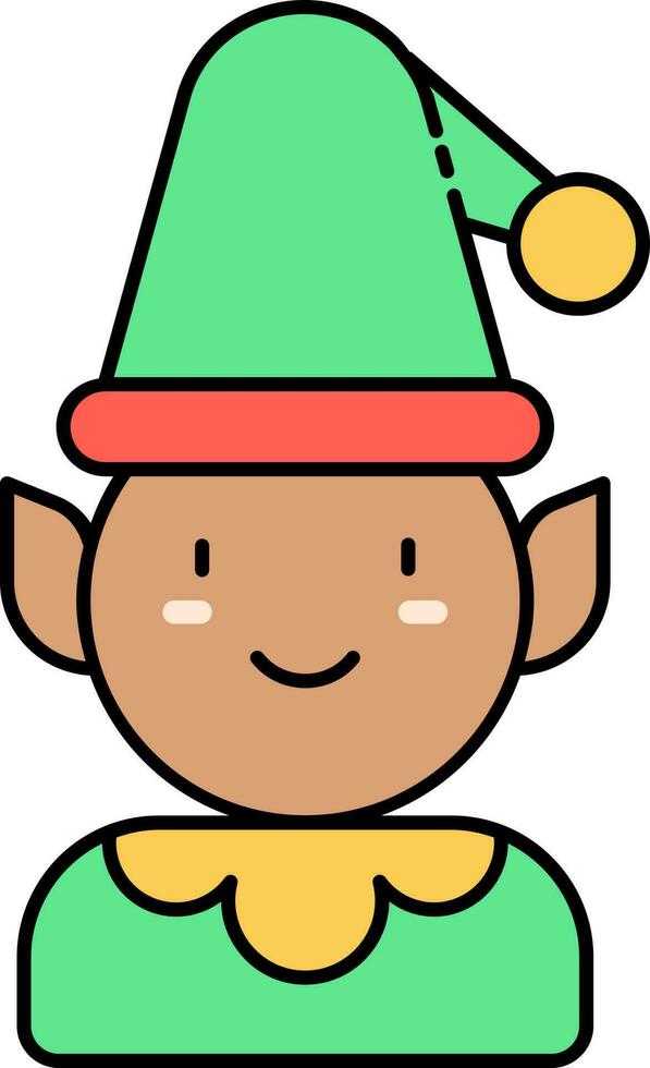 Isolated Christmas Elf Icon In Flat Style. vector