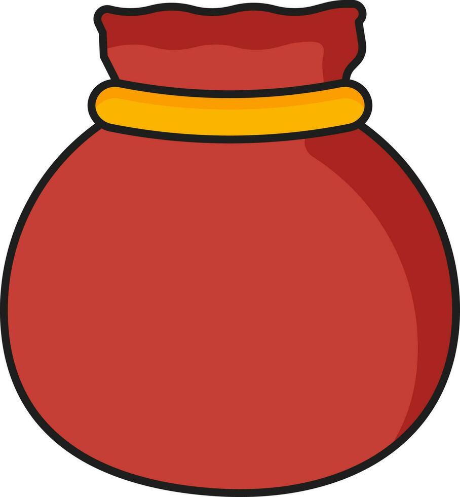 Isolated Money Bag Icon In Red Color Flat Style. vector