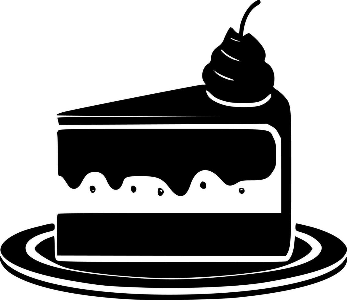 Cake, Black and White Vector illustration