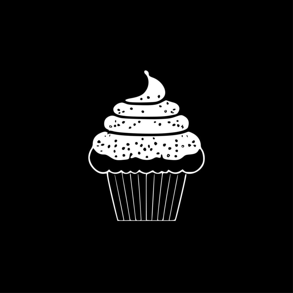 Cupcake, Black and White Vector illustration