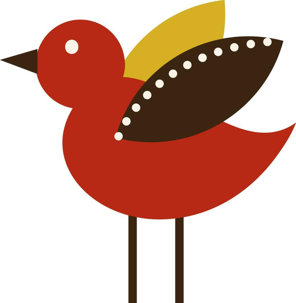 Isolated Colorful Cute Bird Element In Flat Style. vector