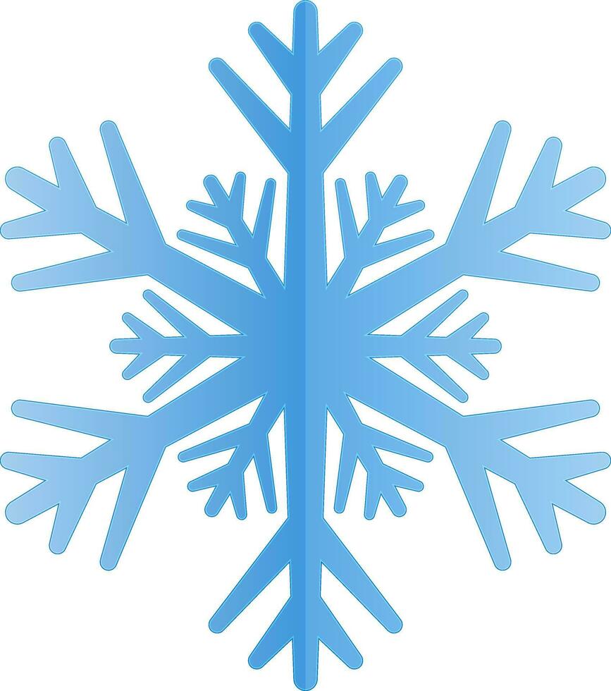 azul copo de nieve icono o símbolo en pegatina estilo. vector