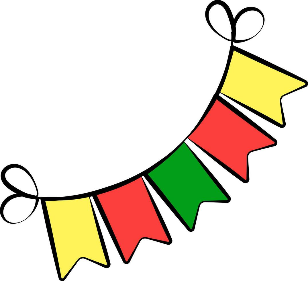 Illustration Of Colorful Decorative Pennant Flag Garland Icon. vector