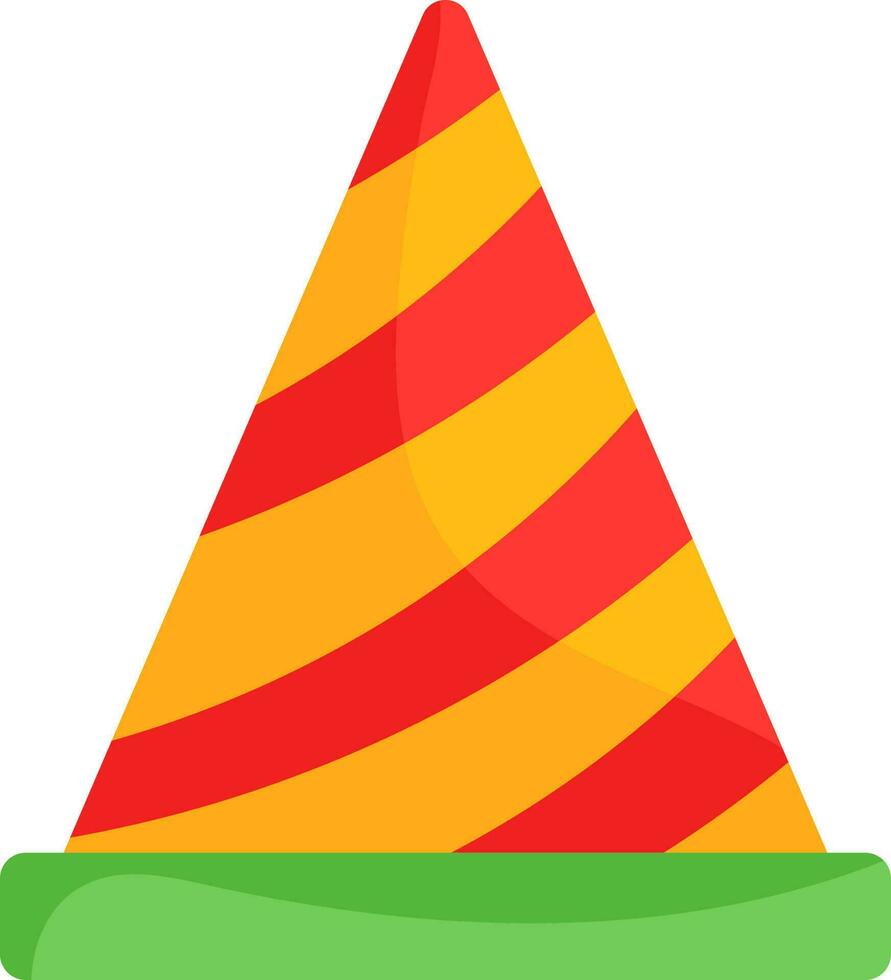 Isolated Yellow And Red Colour Party Hat Icon In Flat Style. vector