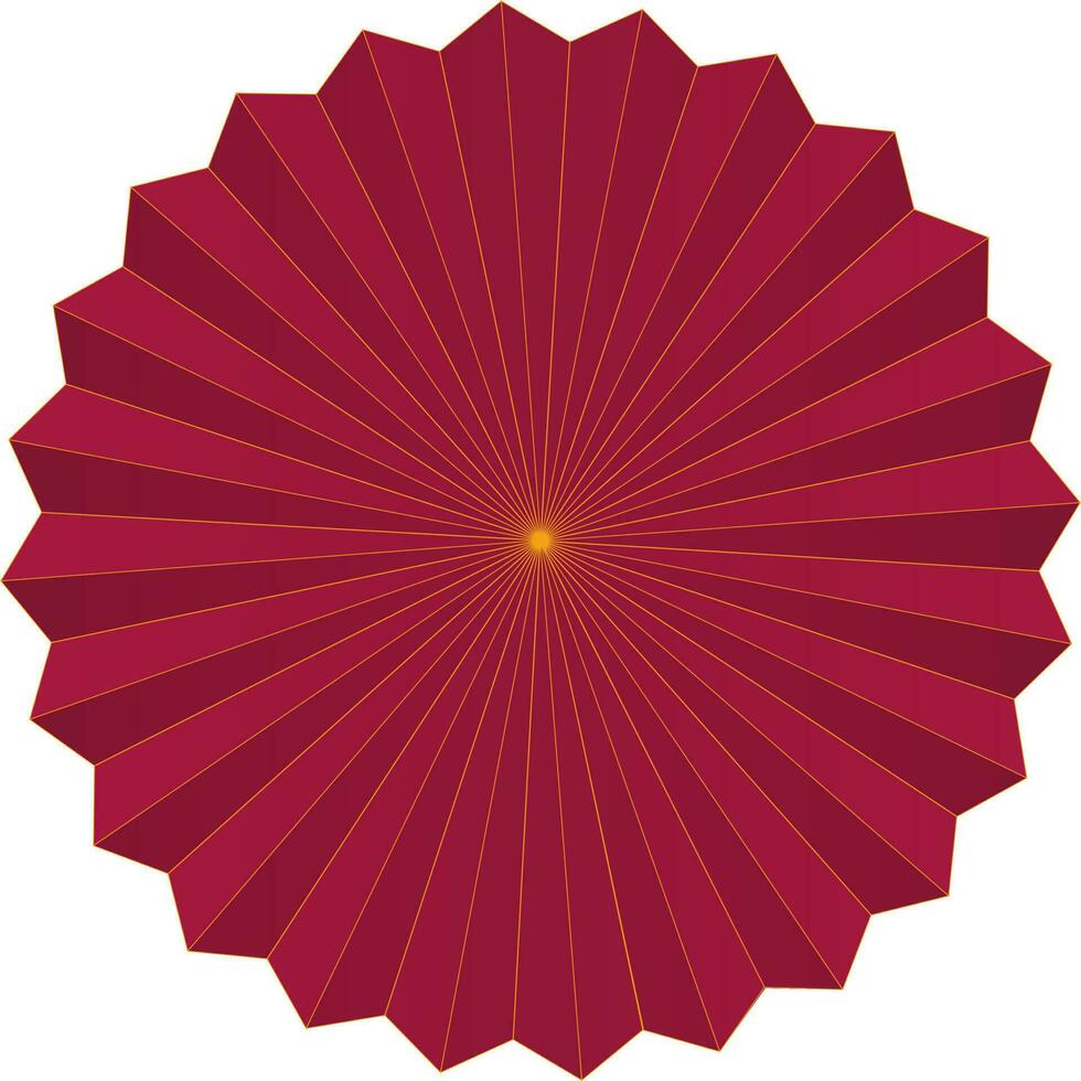 Isolated Foldable Paper Flower Icon In Red Color. vector