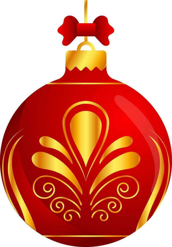 Golden And Red Floral Pendant Bauble Icon In 3D Render Style. vector