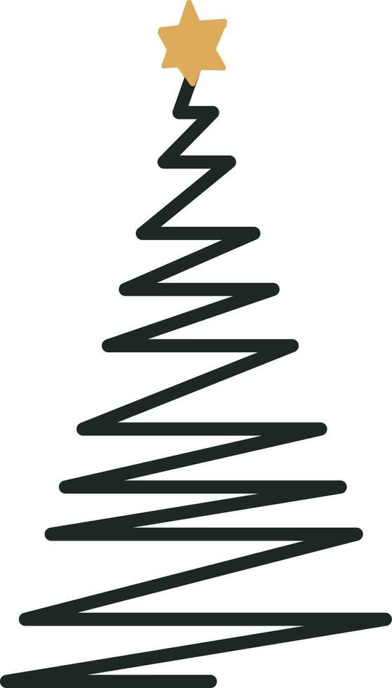 Zig Zag Christmas Tree Element In Black And Yellow Color. vector