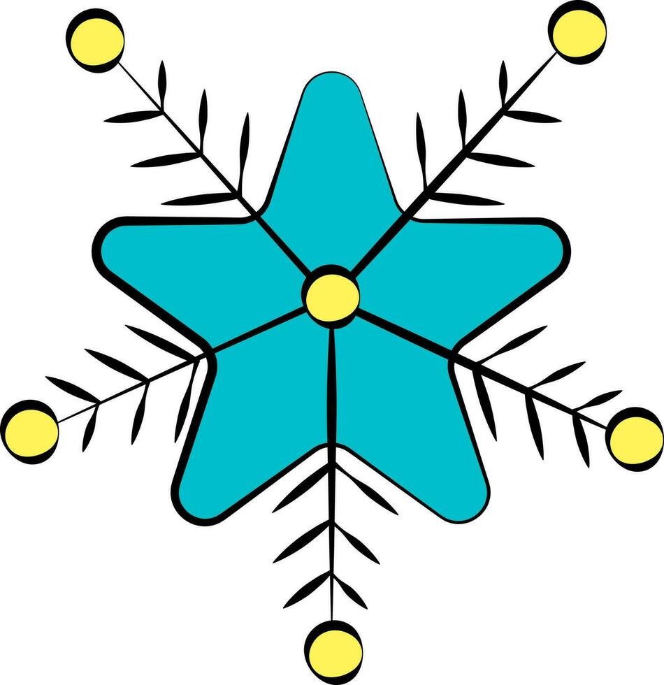 Isolated Blue And Yellow Color Snowflake Icon. vector
