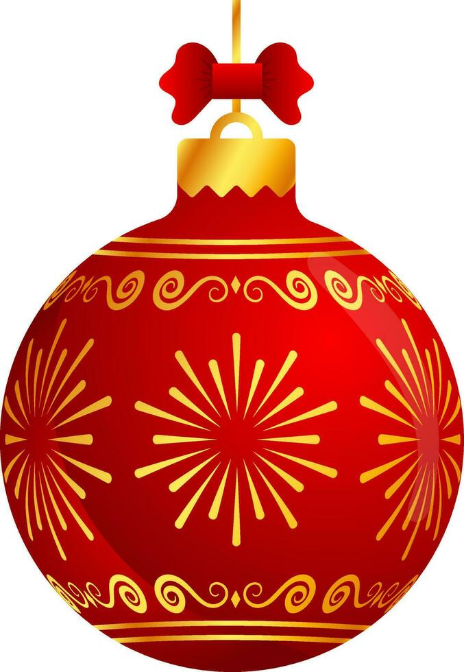 Red And Golden Firework Bauble Icon In 3D Style. vector