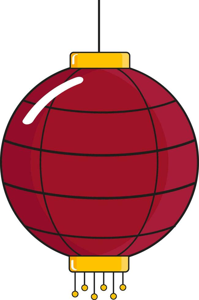 Illustration Of Circular Paper Lantern Icon In Red And Yellow Color. vector
