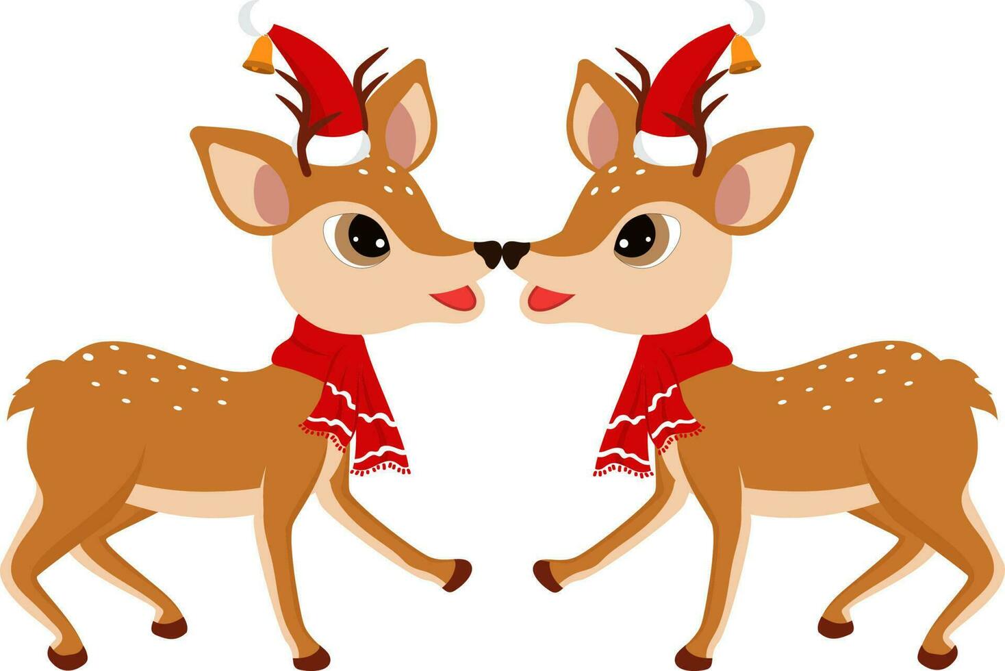 Illustration of Reindeers Couple on White Background. vector