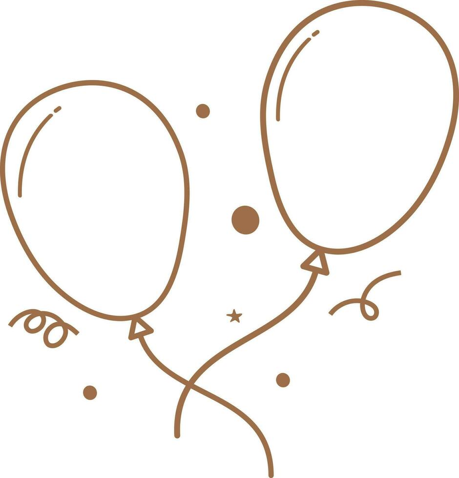 Brown Linear Balloons With Confetti Icon. vector