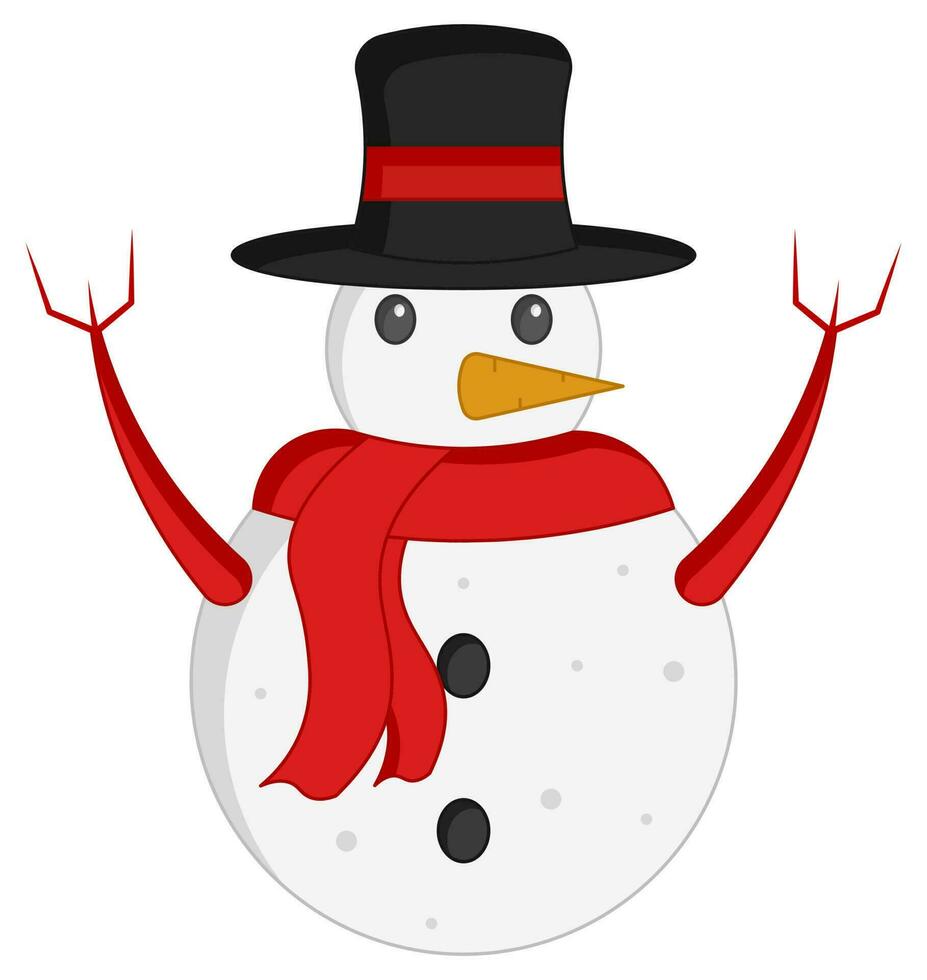 Sticker Style Colorful Snowman Icon. vector