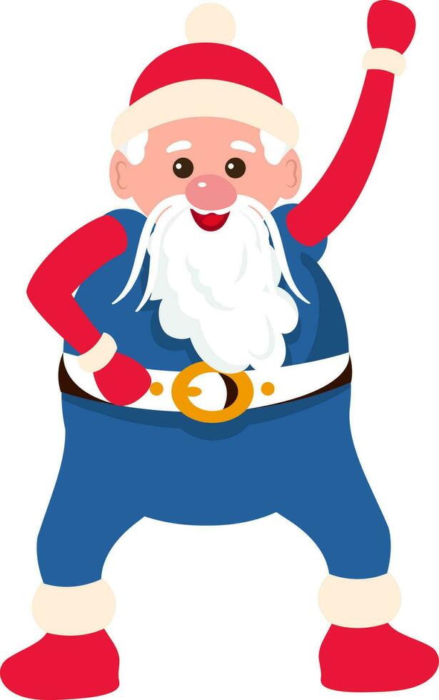 Cool Santa Clause in Red and Blue Dress, Dancing. vector