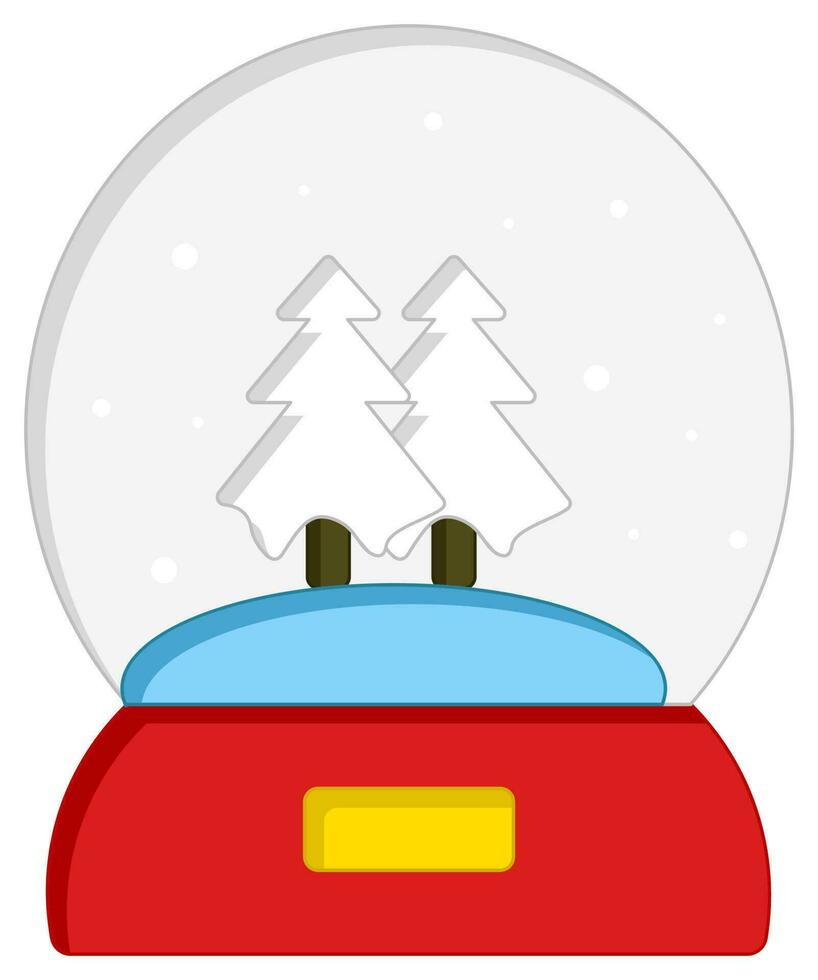 Isolated Pine Tree Snow Globe Icon In Sticker Style. vector