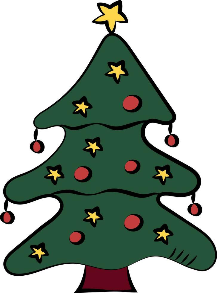 aislado Navidad o Navidad árbol icono en plano estilo. vector