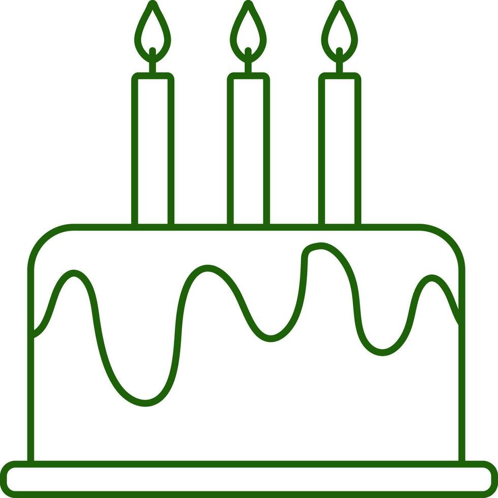 Isolated Cake With Burning Candle Icon In Flat Style. vector