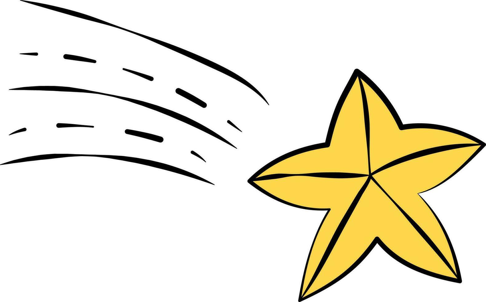 Isolated Shooting Star Icon In Yellow Color Flat Style. vector