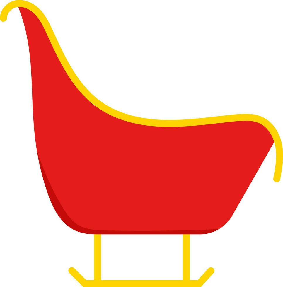 Isolated Red And Yellow Color Sleigh Icon In Flat Style. vector