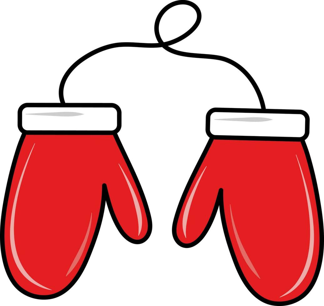 Isolated Glove Or Mitten Icon In Red And White Color. vector